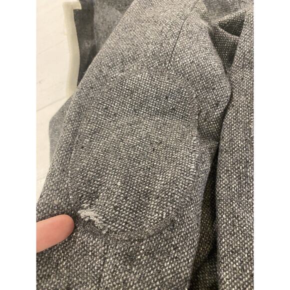BANANA REPUBLIC Petite 8P Tipped Hack ing Jacket 2 Button Blazer Wool Blend Gray - Picture 7 of 8